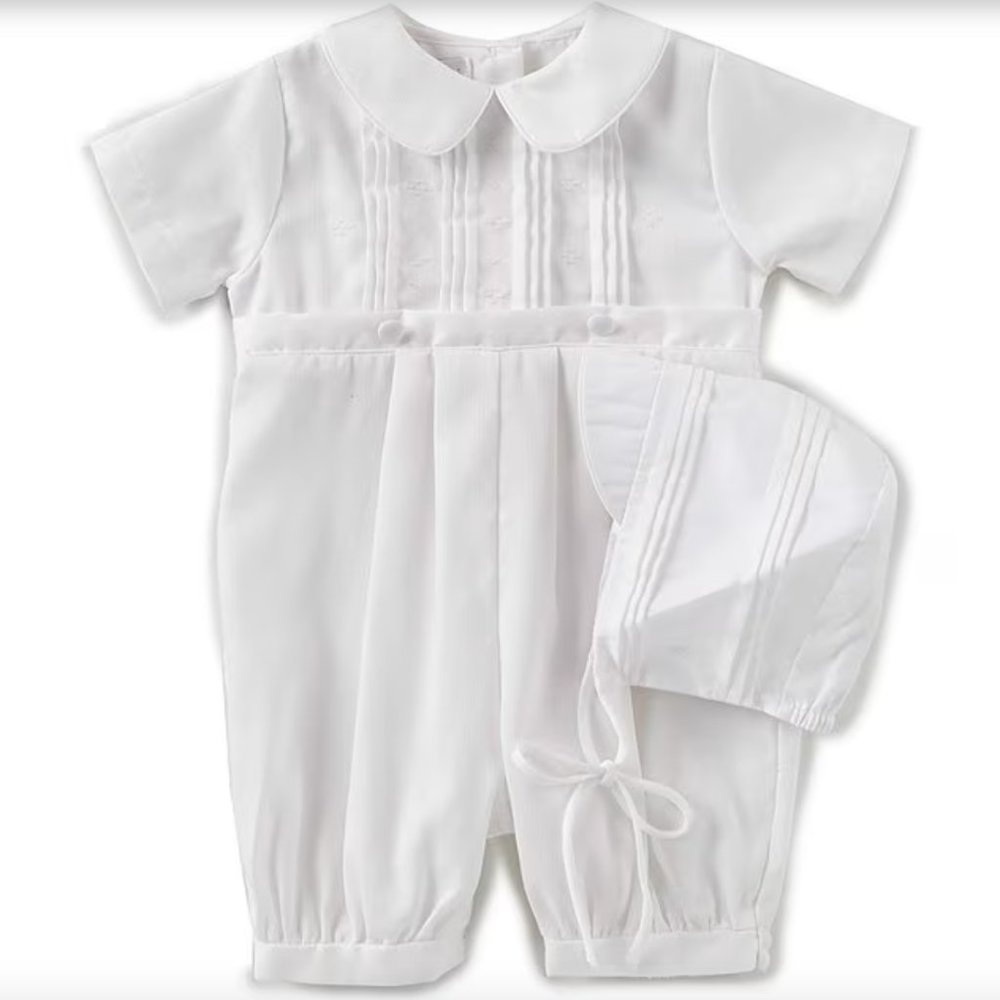 Petit Ami Baby Boys 18 Months Christening Knickers & Bonnet Set Baptism Shoes